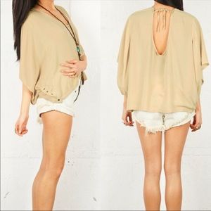 One Teaspoon Dolman Keyhole Tunic Beige Size Small